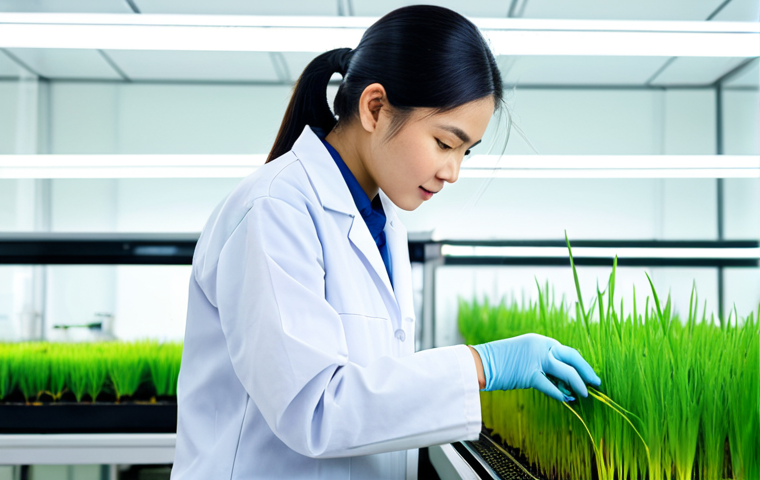 **

"A professional Thai female agricultural scientist in a fully clothed, modest lab coat, examining a rice seedling in a modern, well-lit laboratory, safe for work, appropriate content, perfect anatomy, natural proportions, professional, family-friendly, high resolution."

**