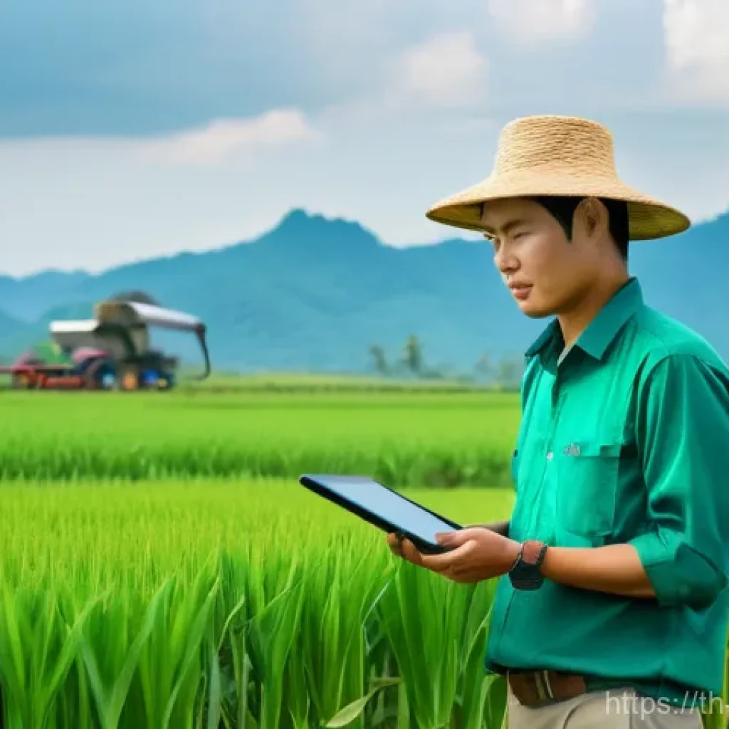 농업기술 프로젝트 관리 사례 - **Prompt 1: A Vision of Modern Thai Agriculture - Farmer and Integrated Tech**
    A vibrant, medium...