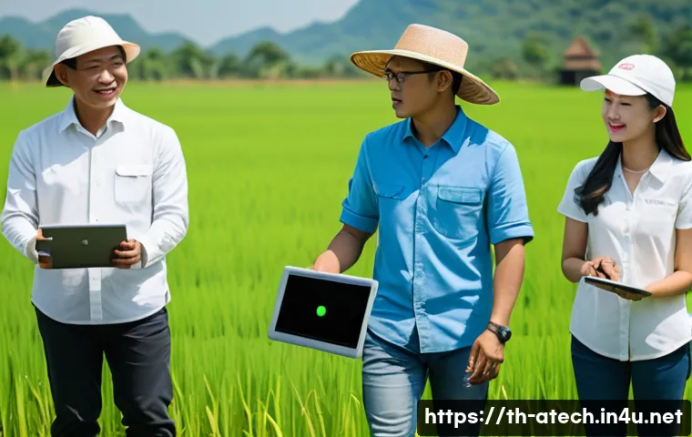 농업기술자 이직 준비 가이드 - A modern agricultural training workshop scene set in rural Thailand, featuring a diverse group of ad...