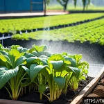 Home 19 농업기술 실무 경험 활용법 - A modern vegetable garden in a Thai farm setting featuring a sophisticated drip irrigation system wi...
